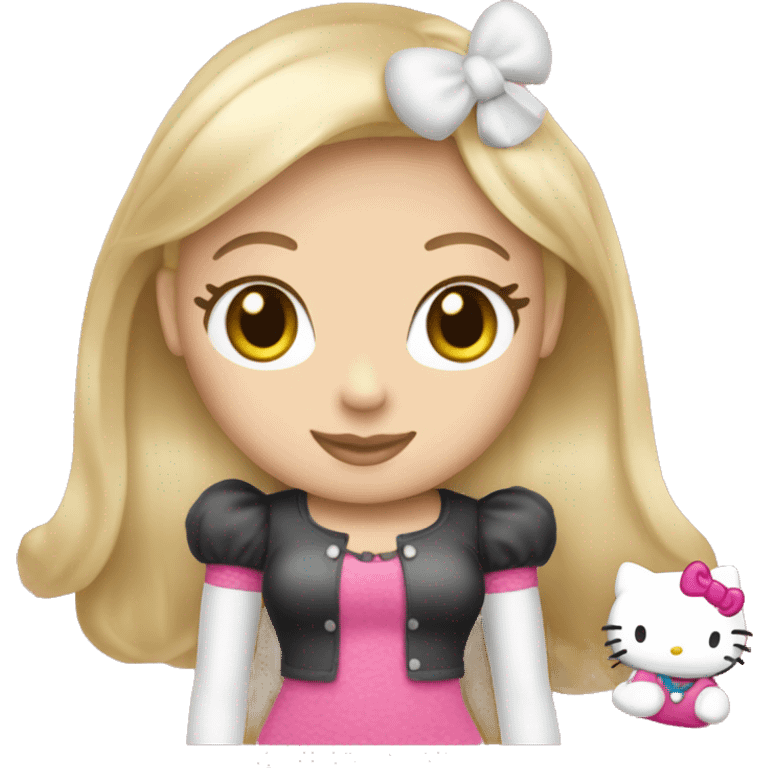 curvy beauty blonde girl with hello kitty plush emoji