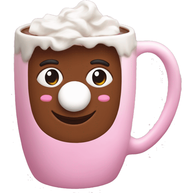 Hot chocolate in a light pink mug emoji