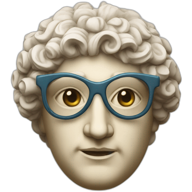 Greek classical sculpture with classic facial features wearing a party hat and a party goggles emoji