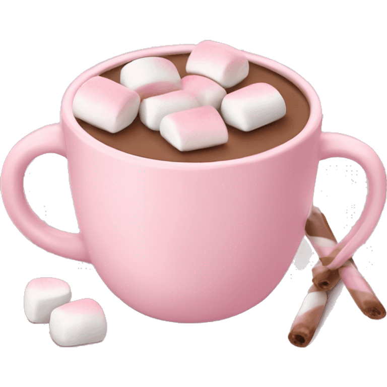 Light Pink mug of hot chocolate with marshmallows  emoji