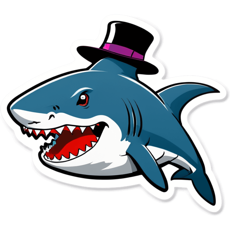 Shark with a top hat emoji