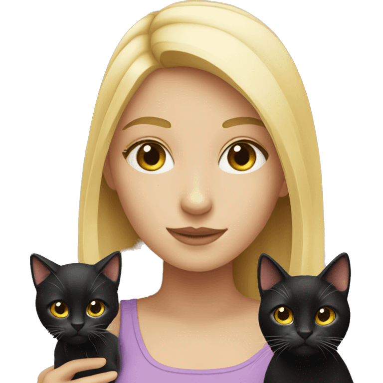 Blonde girl with black cat emoji