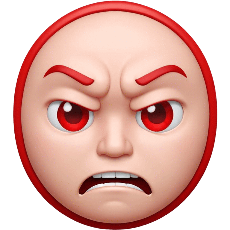 3d single circle face, upset and angry to somebody else. red color emoji