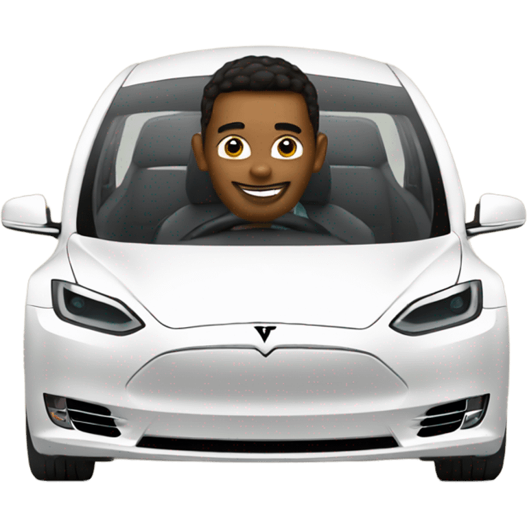 Hot driving a Tesla emoji