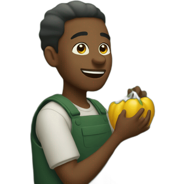 Black man picking crops emoji