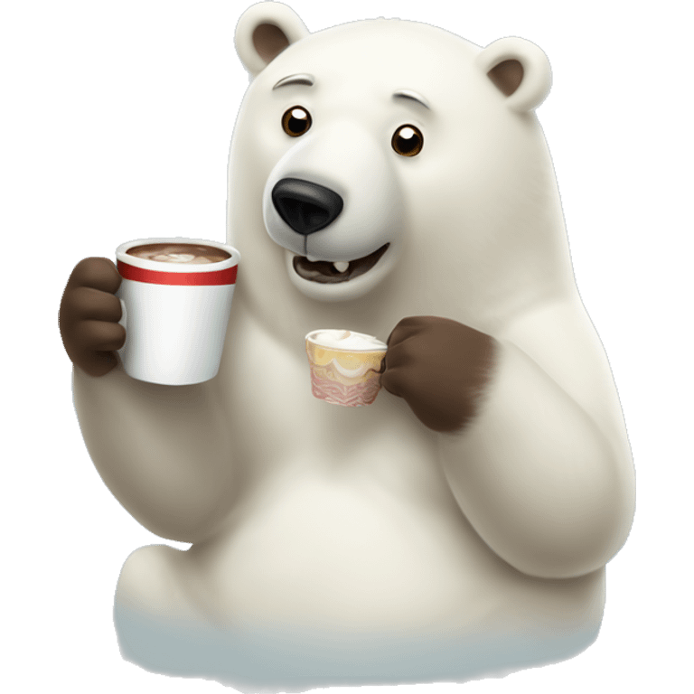 Polar bear drinking hot choclate emoji