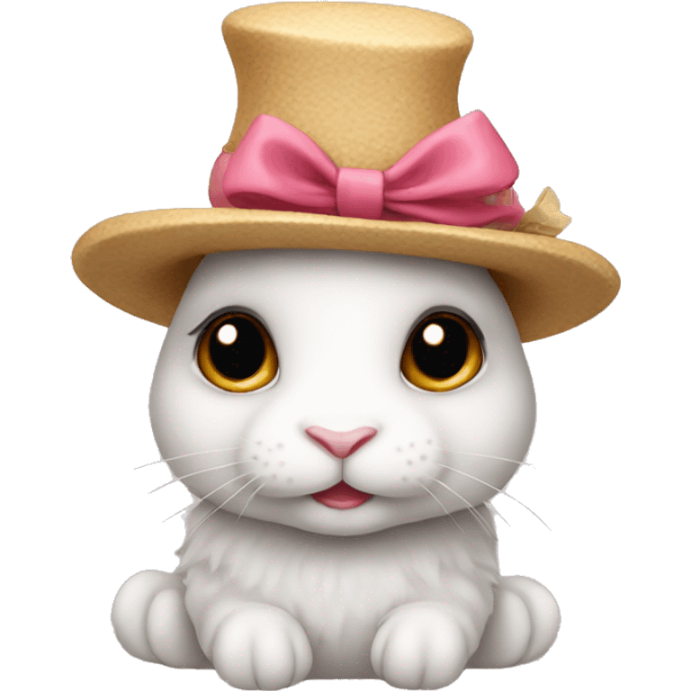 cute rabbit with bow hat emoji