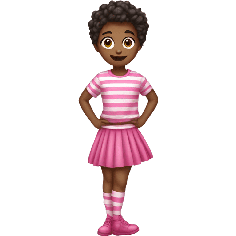 a feminine boy in pink striped thigh highs and a skirt emoji