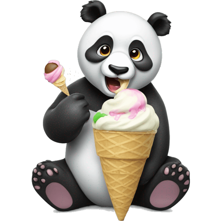 Panda eating ice cream emoji