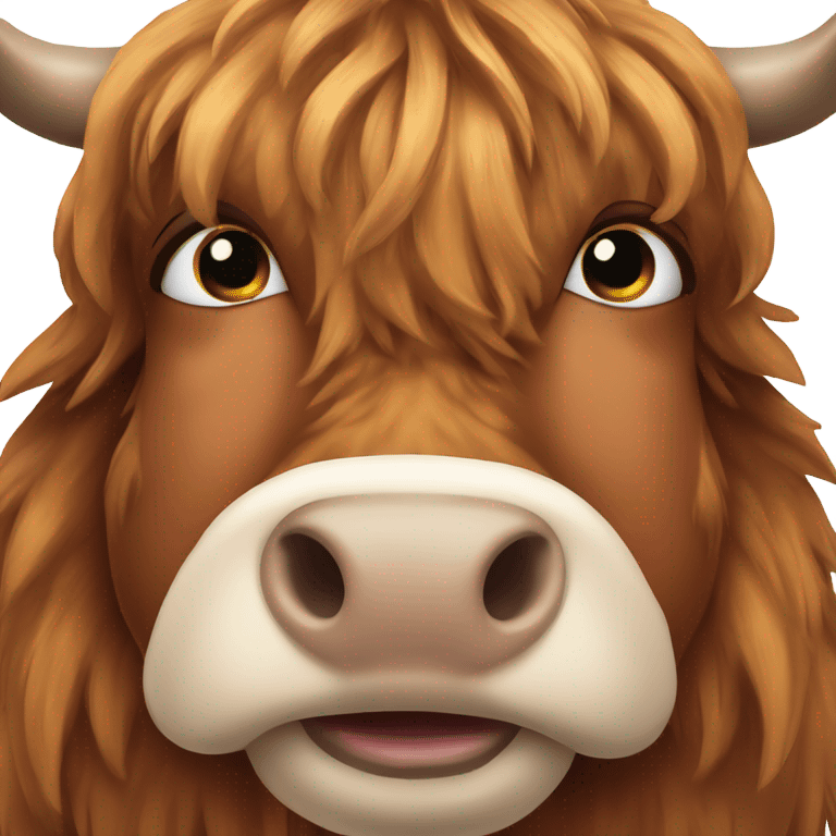 Brown scottish highlandcow with big nostrils emoji