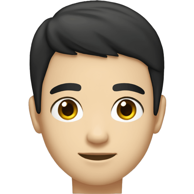 Teenager boy type mexican, White skin, with straight black hair (Which go down behind to the nape of the neck), Little bit dezoom emoji