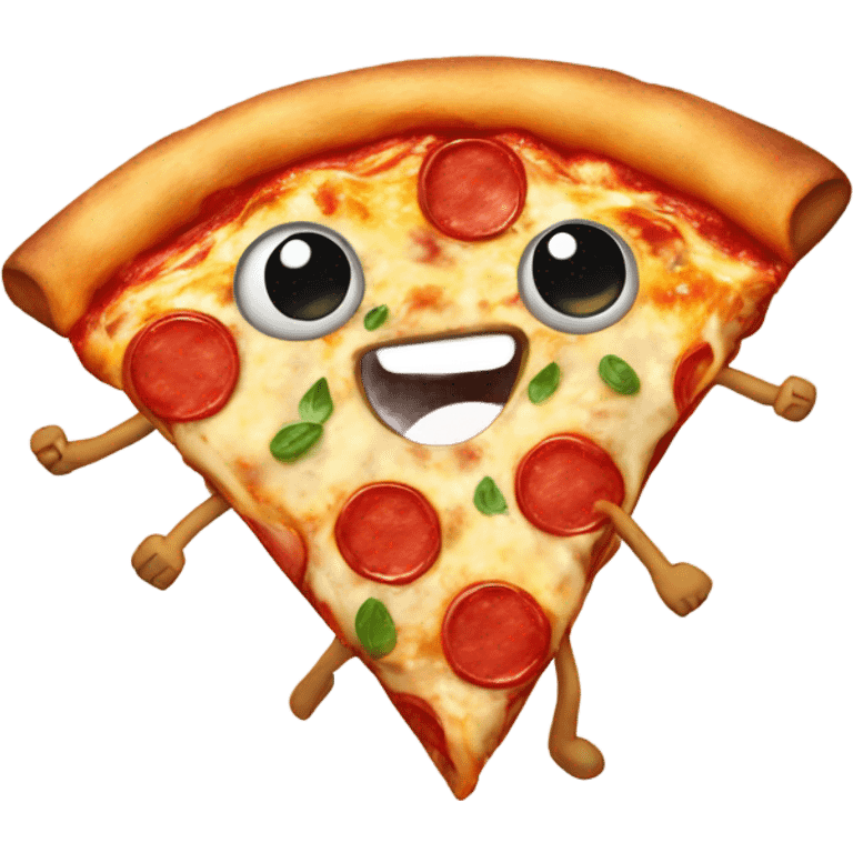 Pizza with arms and legs emoji