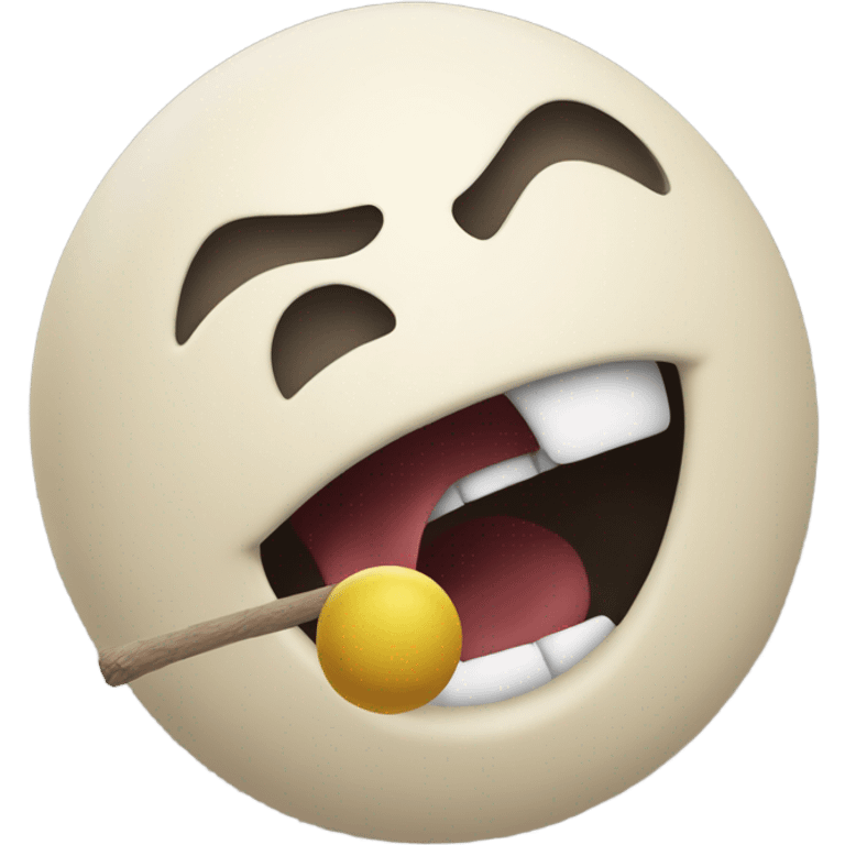 Mouth with stick and ball inside emoji