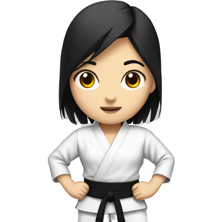 judo asian girl with a black belt with black hair emoji