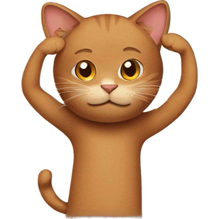 Brown cat covers his head with his paws emoji