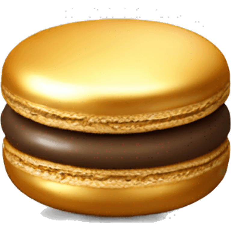 Realistic metallic gold macaroon with gradient colorful filling  emoji