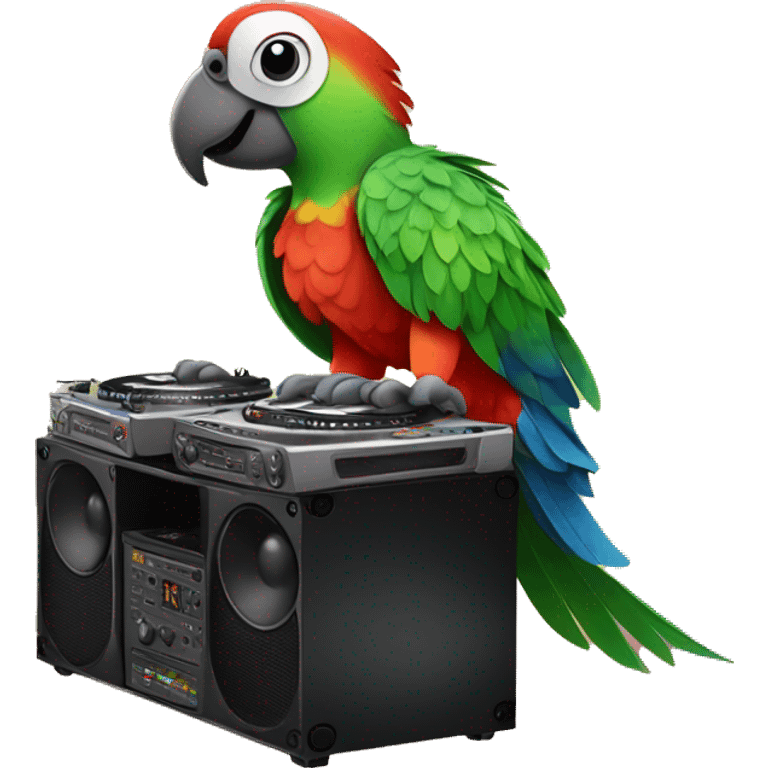 parrot playing dj emoji