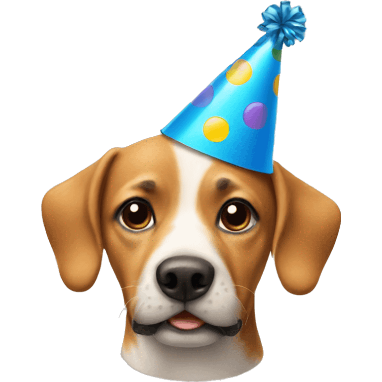 Dog with birthday cap emoji