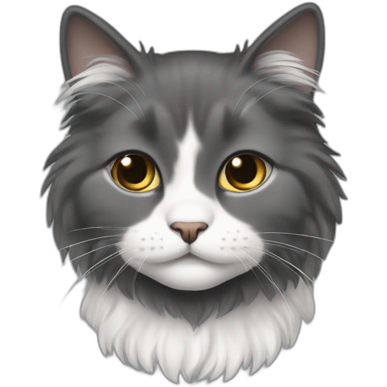 spenny boy cat dark gray and little white long haired cute emoji