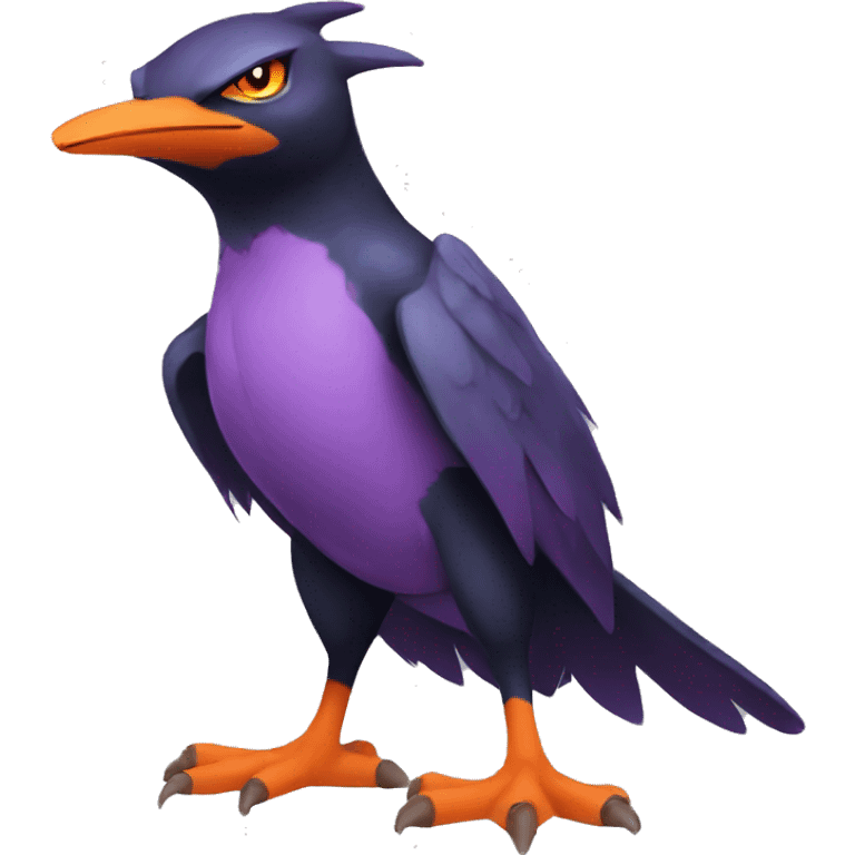 Cool Black Noibat-Quilava-Pokémon with orange belly and purple markings Full Body emoji