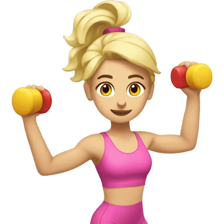 Chica rubia haciendo gimnasia emoji