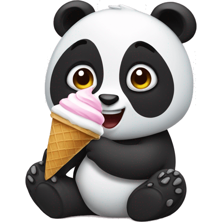 Panda eating ice cream emoji