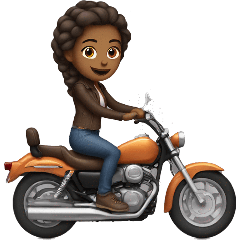 brown girl riding motorcycle emoji