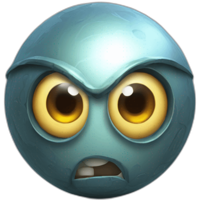 3d sphere with a cartoon Vindicator skin texture with big stupid eyes emoji