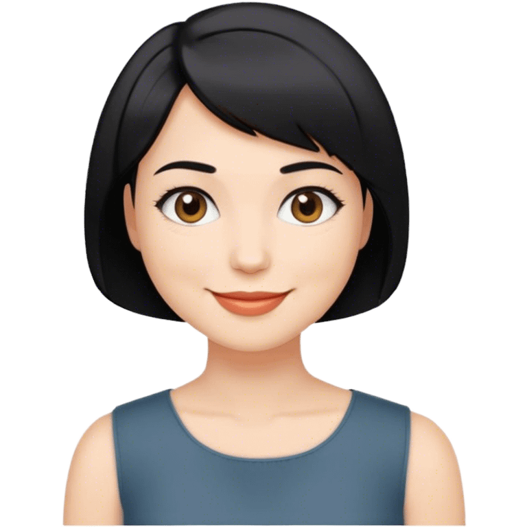 Woman smiling, with black short hair, bob hairstyle emoji