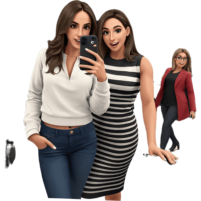 girls enjoying a stylish selfie emoji