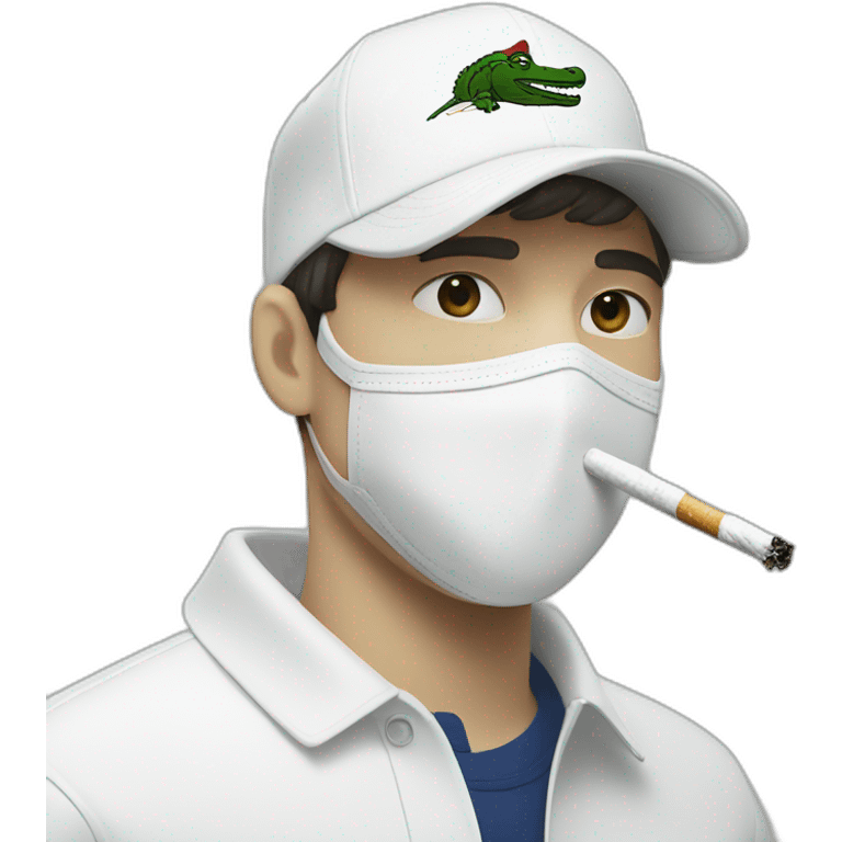 Lacoste smoking friends with white lacoste mask emoji