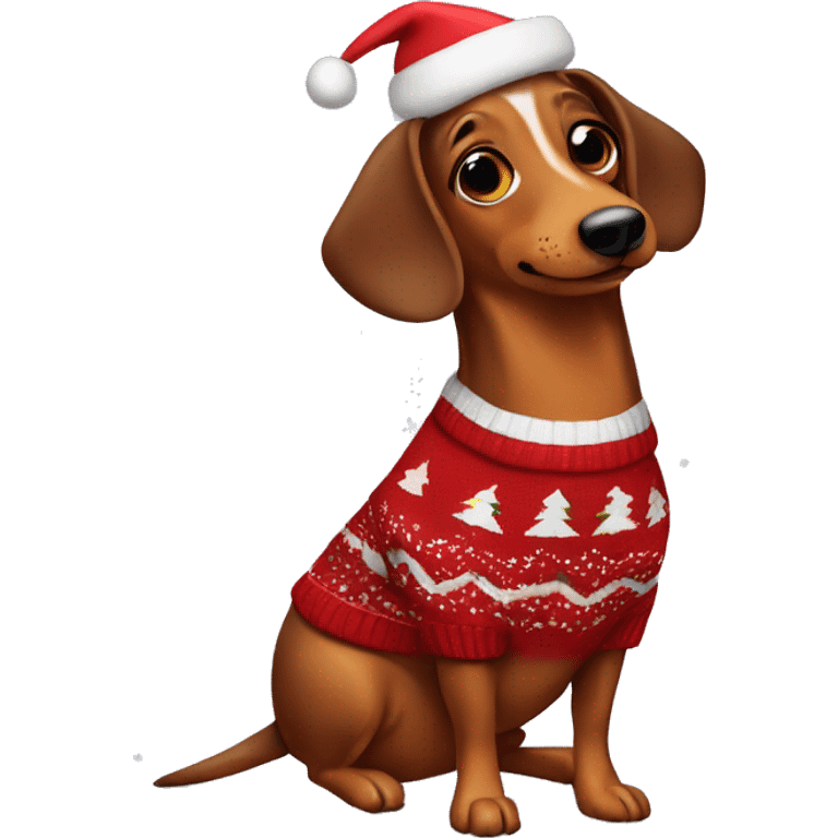 Wiener dog with christmas sweater  emoji