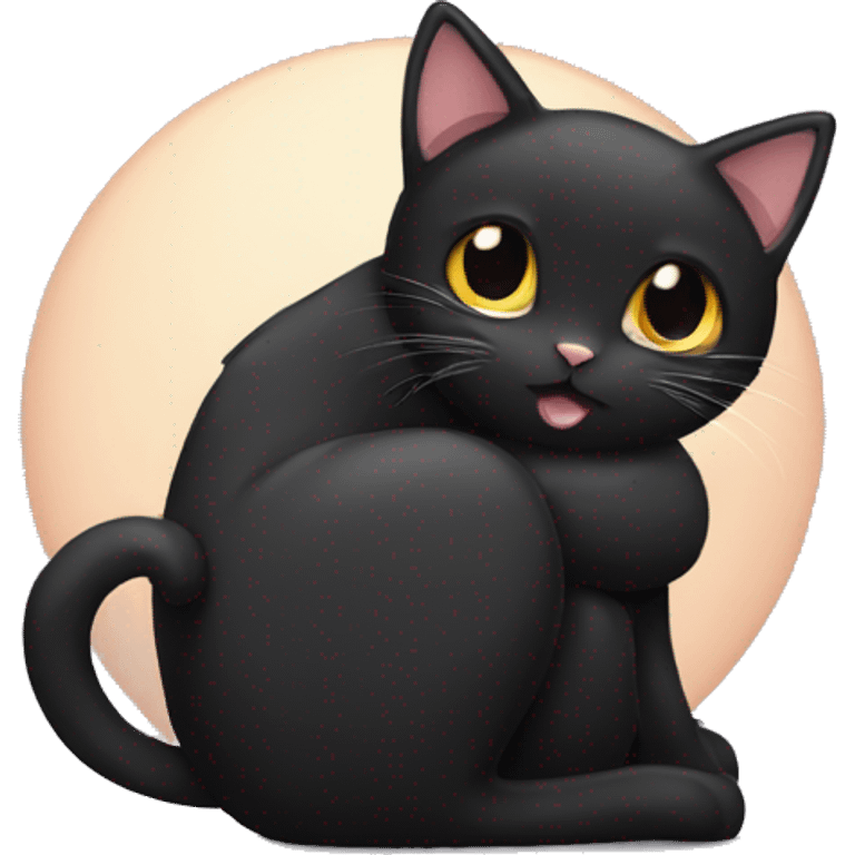 Black cat hugging a calico cat emoji