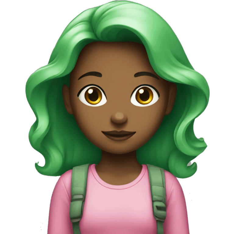 Girl with pink and green  emoji