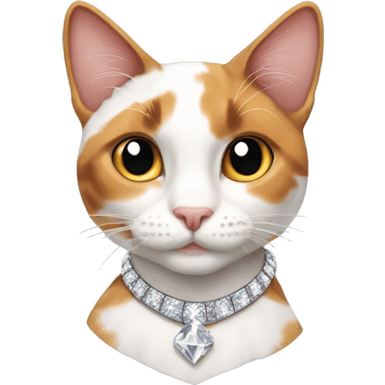 Calico cat with diamond collar emoji