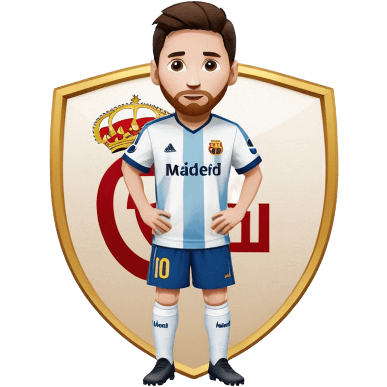 Messi standing on Madrid logo emoji