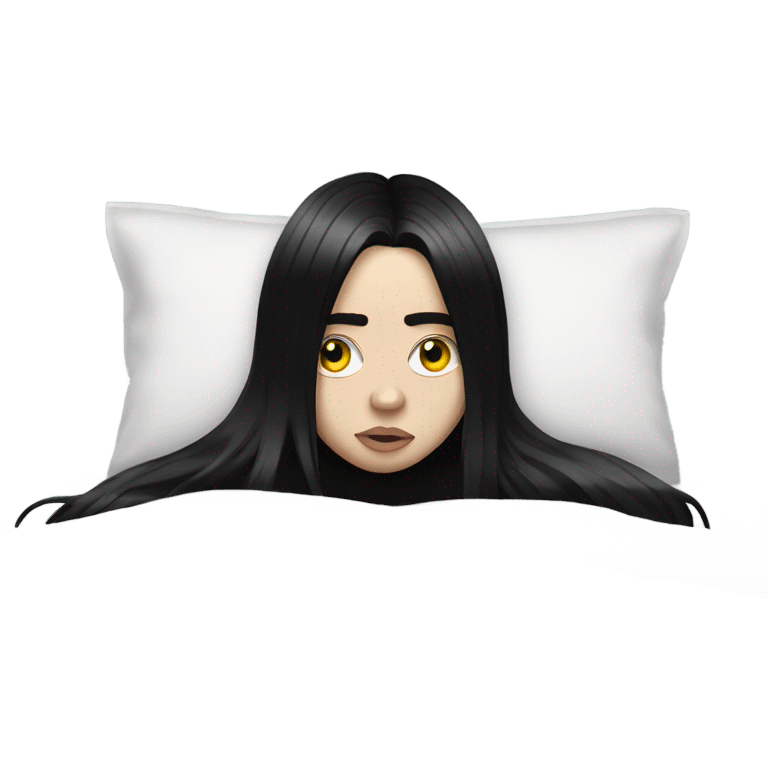 black hair billie eilish under a bed  emoji