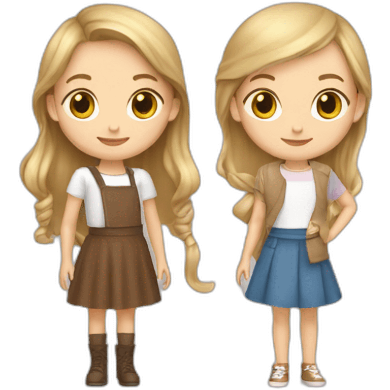 One 7 yo blond and one 12 yo brown hair girls with crepes emoji