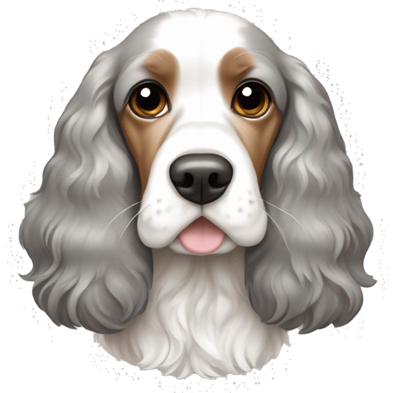 Light grey, tan and white patch cocker spaniel emoji