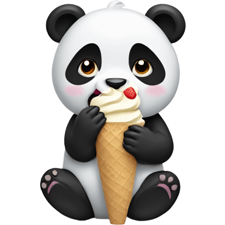 Panda eating ice cream emoji