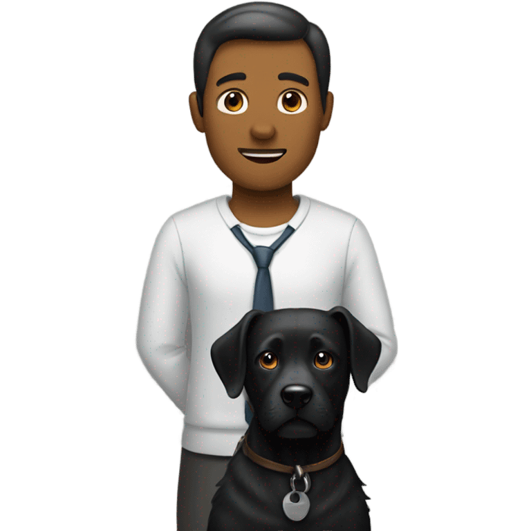 A man  with a black dog emoji