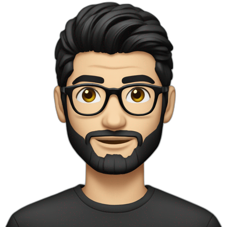 zayn malik in black hair, beard wearing spectacles infront of macbook emoji