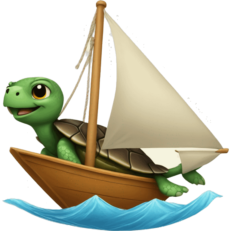 Turtle riding in a sailboat emoji