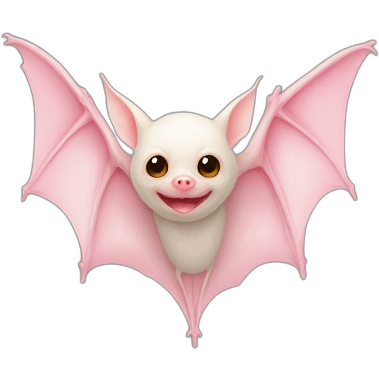 Albinos bat with pink wings pointy nose emoji