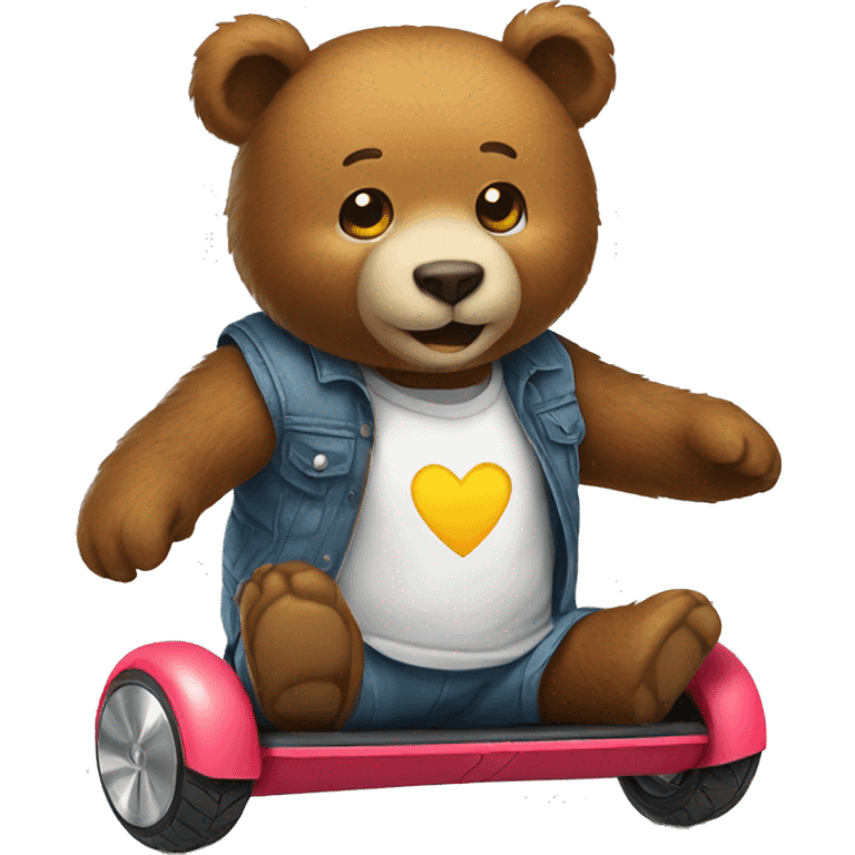 an emoji bear on hoverboard emoji