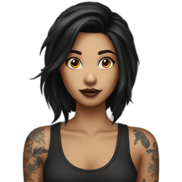 Tattoo dark hair girl emoji