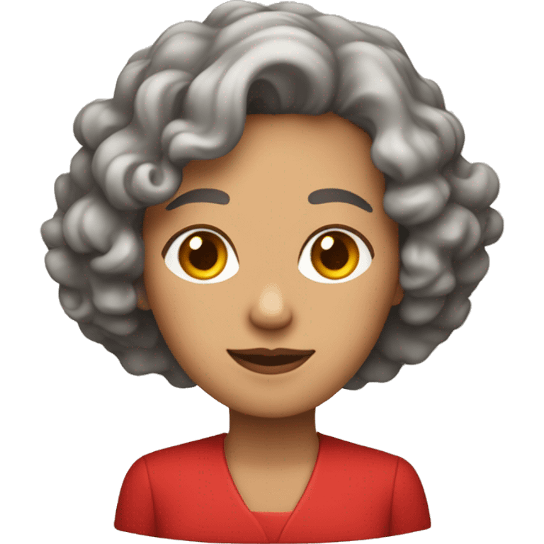 midde aged woman with curly bob hair and red elegant clothes emoji