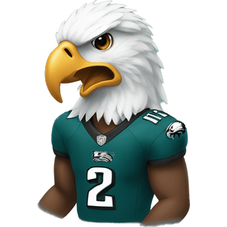 Eagle wearing an eagles jersey emoji