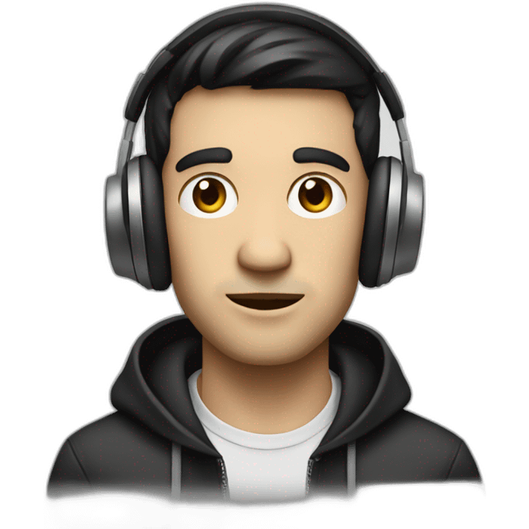 White music producer with dark hair and a 5 o’clock shadow, wearing headphones emoji