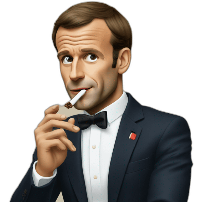 emmanuel macron smoking a big joint emoji